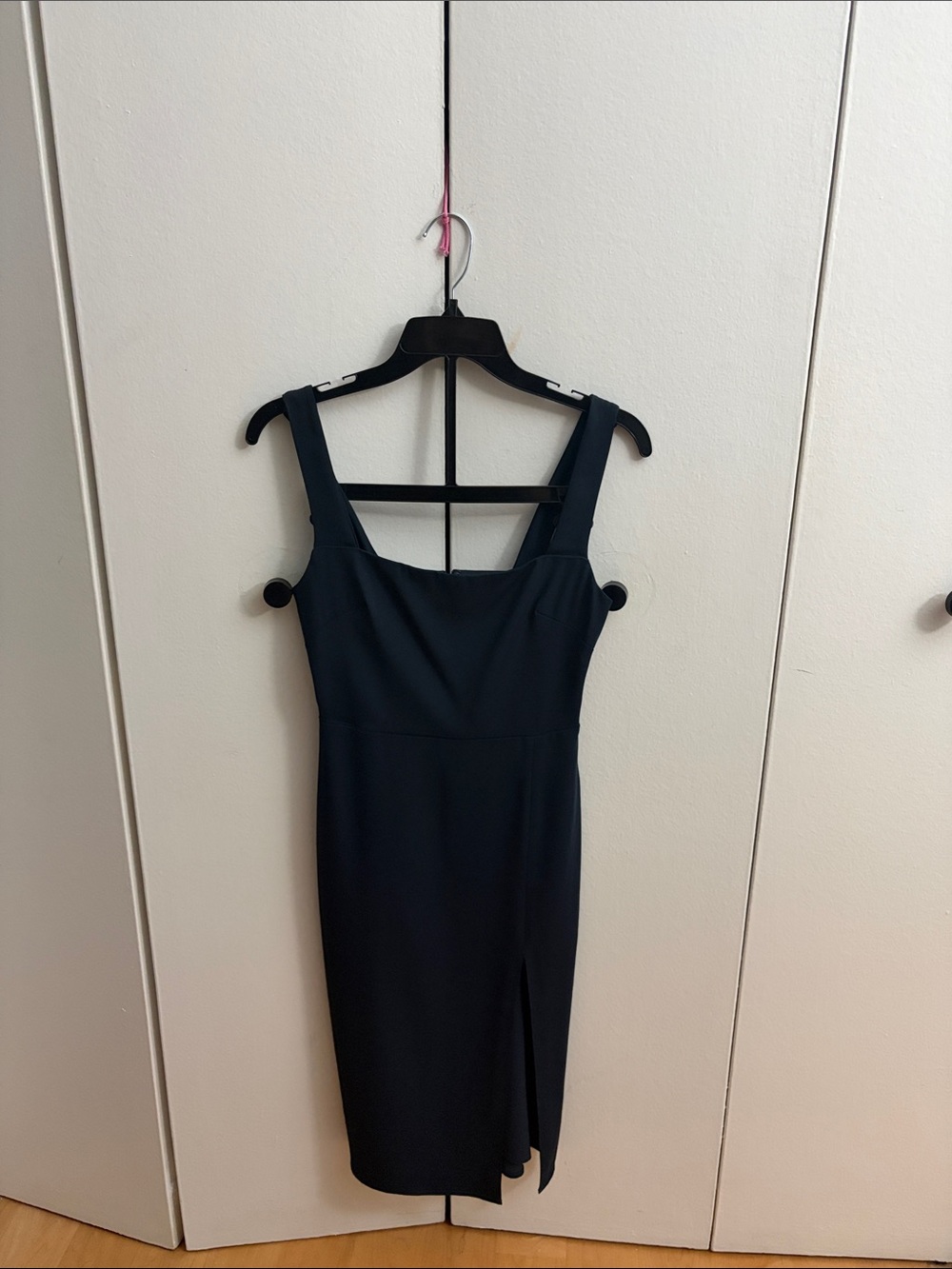 Aritzia Babaton Navy Black Square-Neck Midi Dress with Front Slit